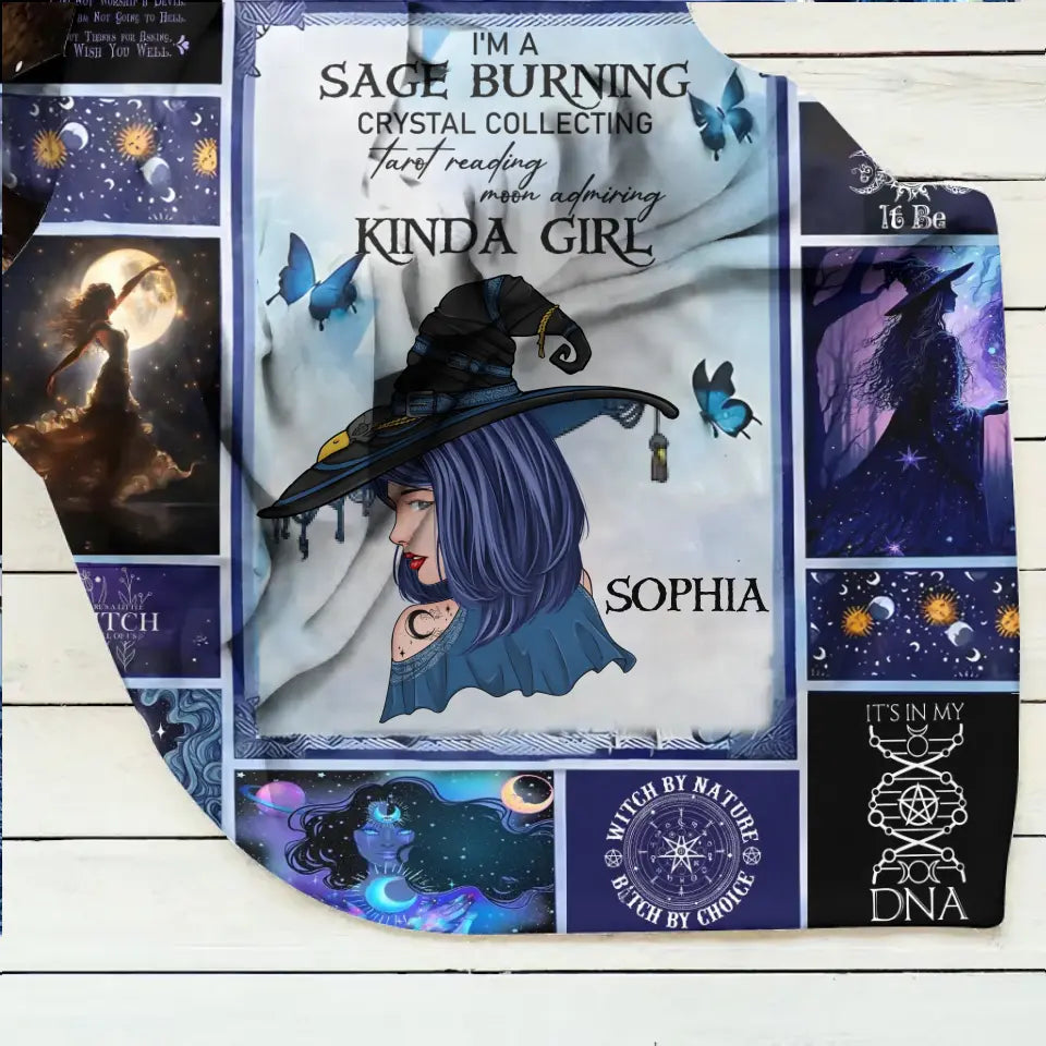 Personalized Witch Quilt/Fleece Throw Blanket - Halloween Gift Idea For Witch Lovers - I Am A Sage Burning  Crystal Collecting