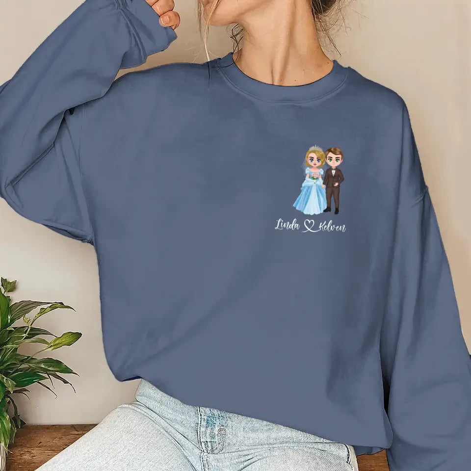 Personalized Wedding Chibi Couple Sweater - Anniversary/Christmas/Valentine's Day Gift Idea For Couple/Him/Her