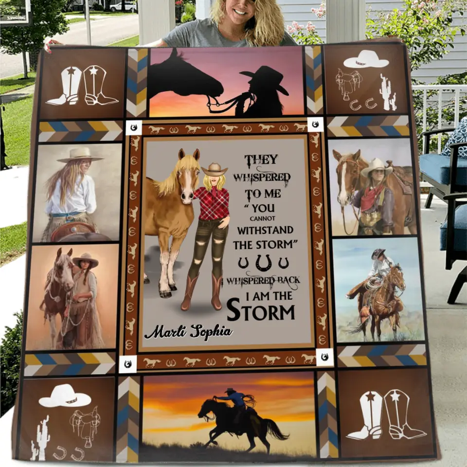 Personalized Horse Girl Quilt/Fleece Throw Blanket - Gift Idea For Girl/Horse Lovers - They Whispered To Me
