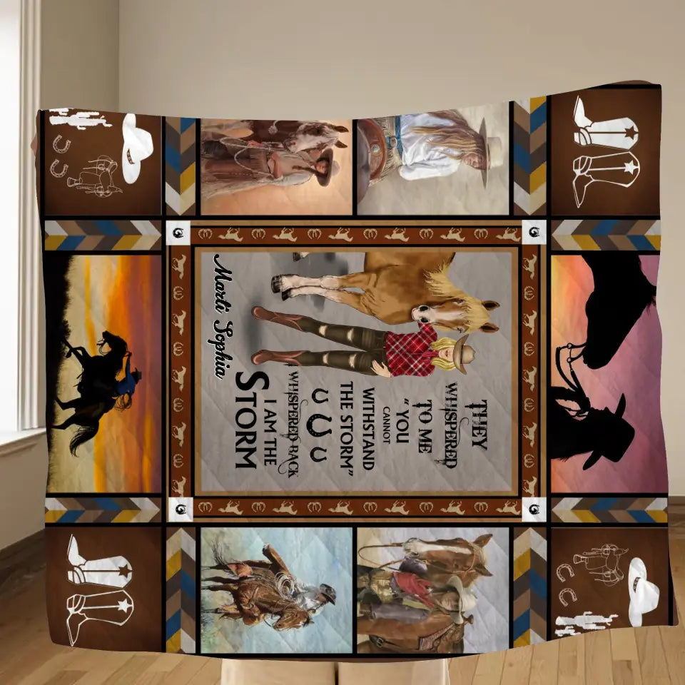 Personalized Horse Girl Quilt/Fleece Throw Blanket - Gift Idea For Girl/Horse Lovers - They Whispered To Me
