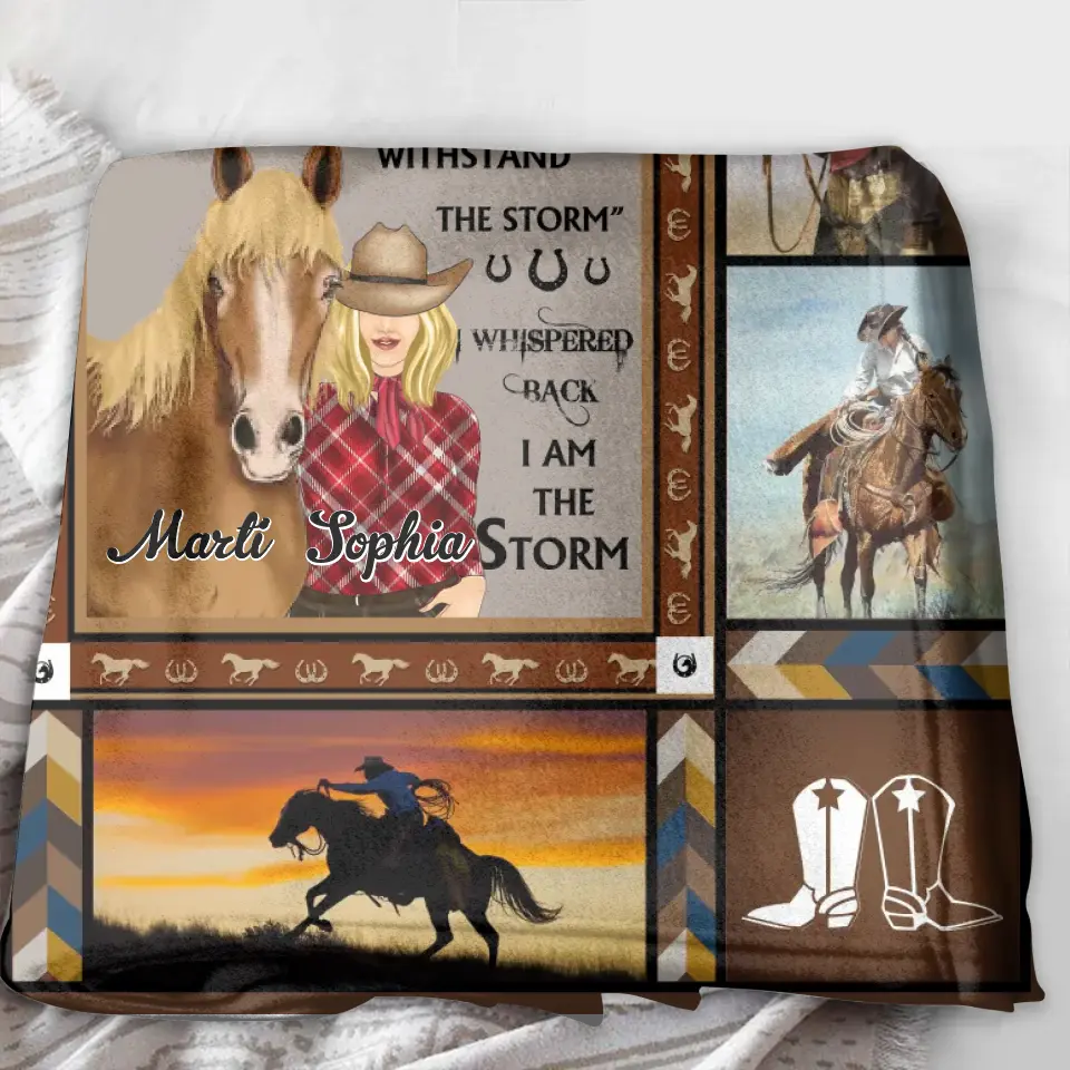 Personalized Horse Girl Quilt/Fleece Throw Blanket - Gift Idea For Girl/Horse Lovers - I Am The Storm