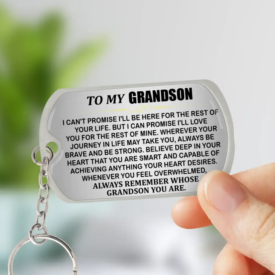 Personalized To My Grandkid Aluminum Keychain - Upload Photo - Gift Idea For Grandson/Granddaughter From Grandma