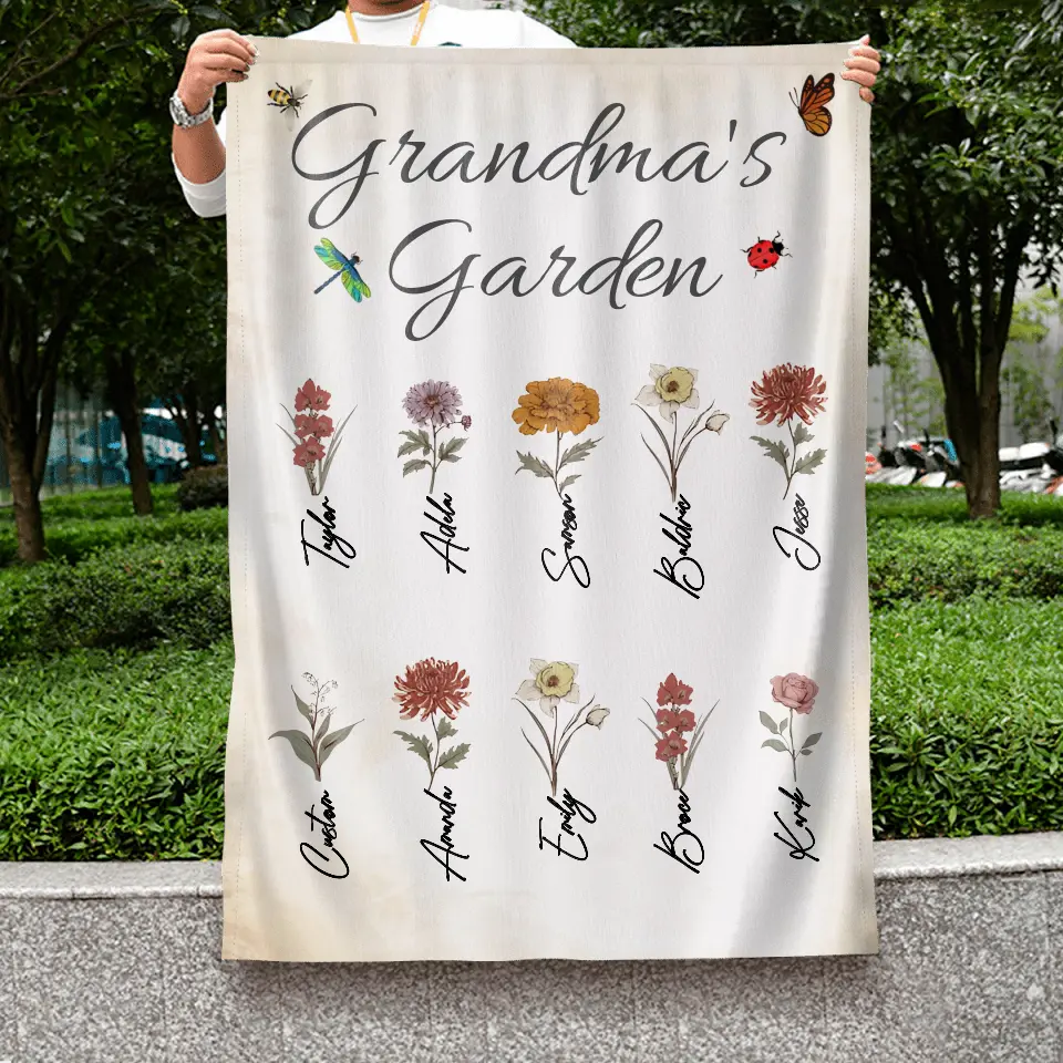 Personalized Grandma's Garden Flag Sign - Mother's Day Gift Idea For Grandma/Mother - Up to 10 Kids