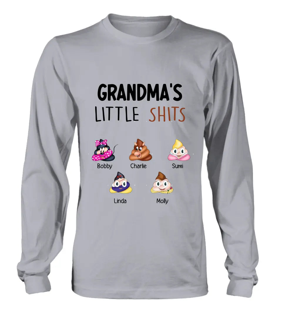 Personalized Funny Shirt/Hoodie - Gift Idea For Mom/Dad/Grandpa/Grandma - Up to 5 Kids - Grandma's Little Shits
