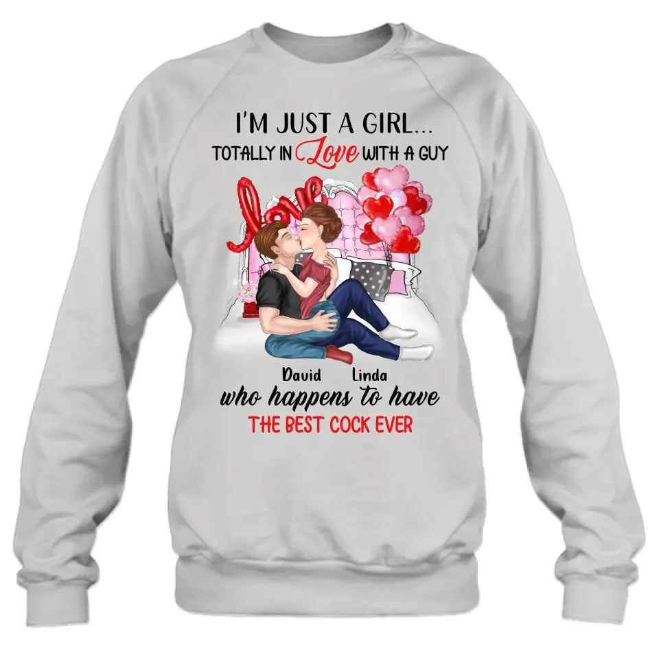 Personalized Couple Shirt/Hoodie - Gift Idea For Husband From Wife/Couple Gift/Valentine's Day - I'm Just A Girl...Totally In Love With A Guy