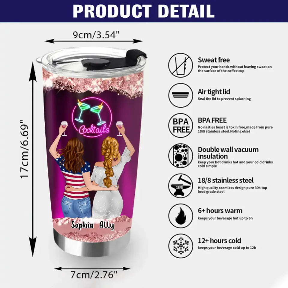 Personalized Besties Tumbler - Gift Idea For Friends/Sisters - Best Bitches Here's To Another Year Of Bonding