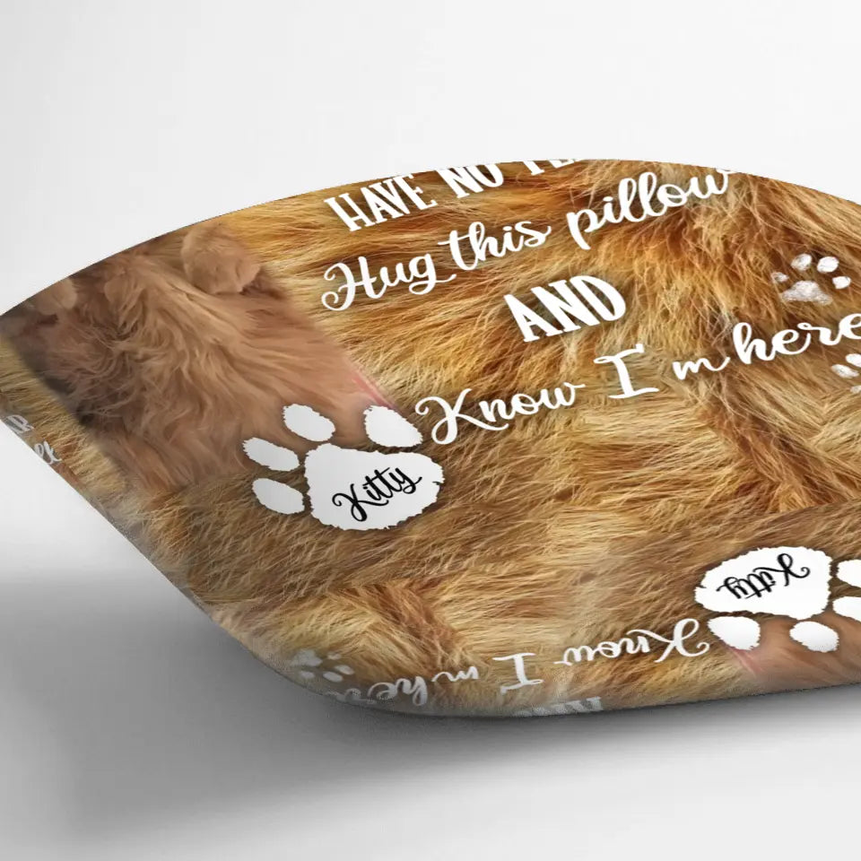 Personalized Memorial Cat Pillow Cover - Upload Photo - Memorial Gift Idea for Cat Owners - When You Miss Me, Have No Fear Hug This Pillow