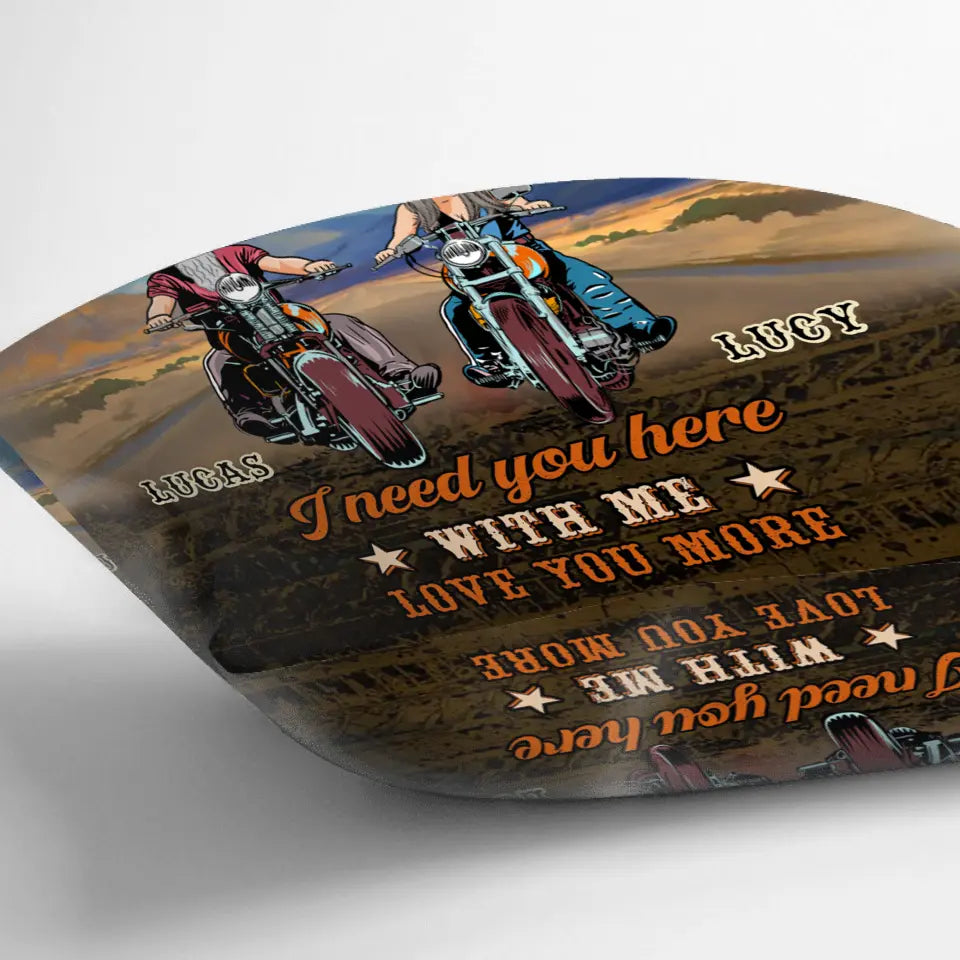 Personalized Couple Biker Pillow Cover - Gift Idea For Husband From Wife - Ride Safely Handsome I Need You Here With Me