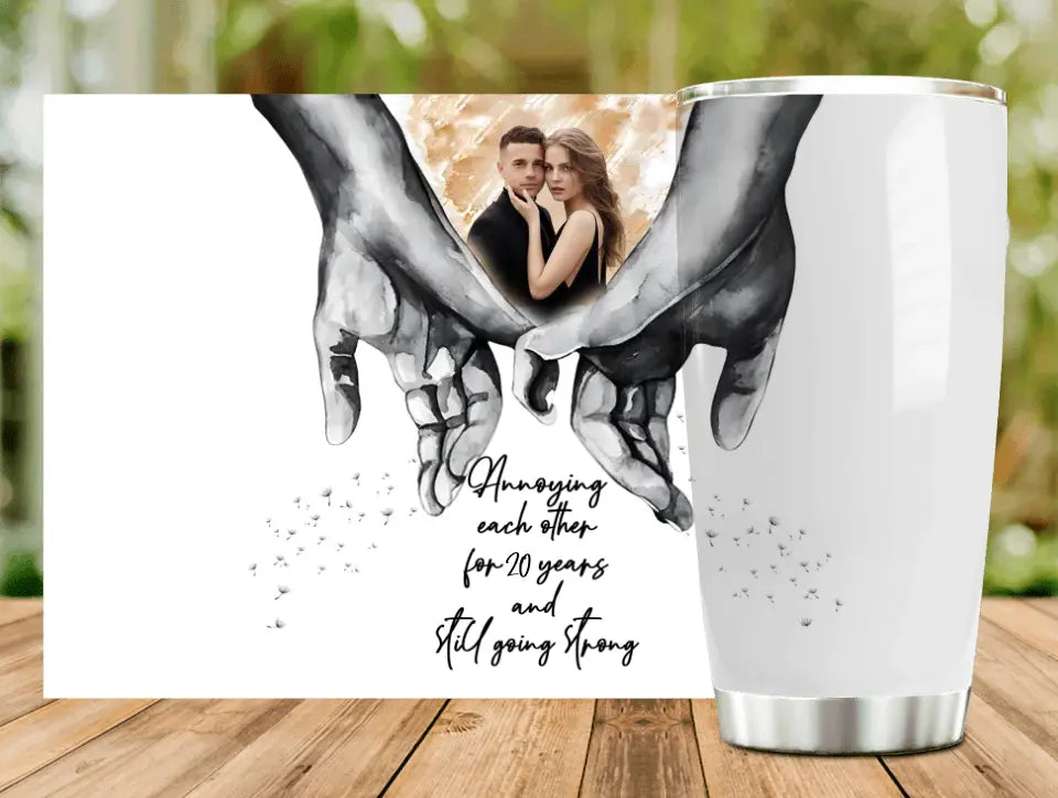 Personalized Couple Photo Tumbler - Gift Idea For Couple/Her/Him - Annoying Each Other For 20 Years And Still Going Strong