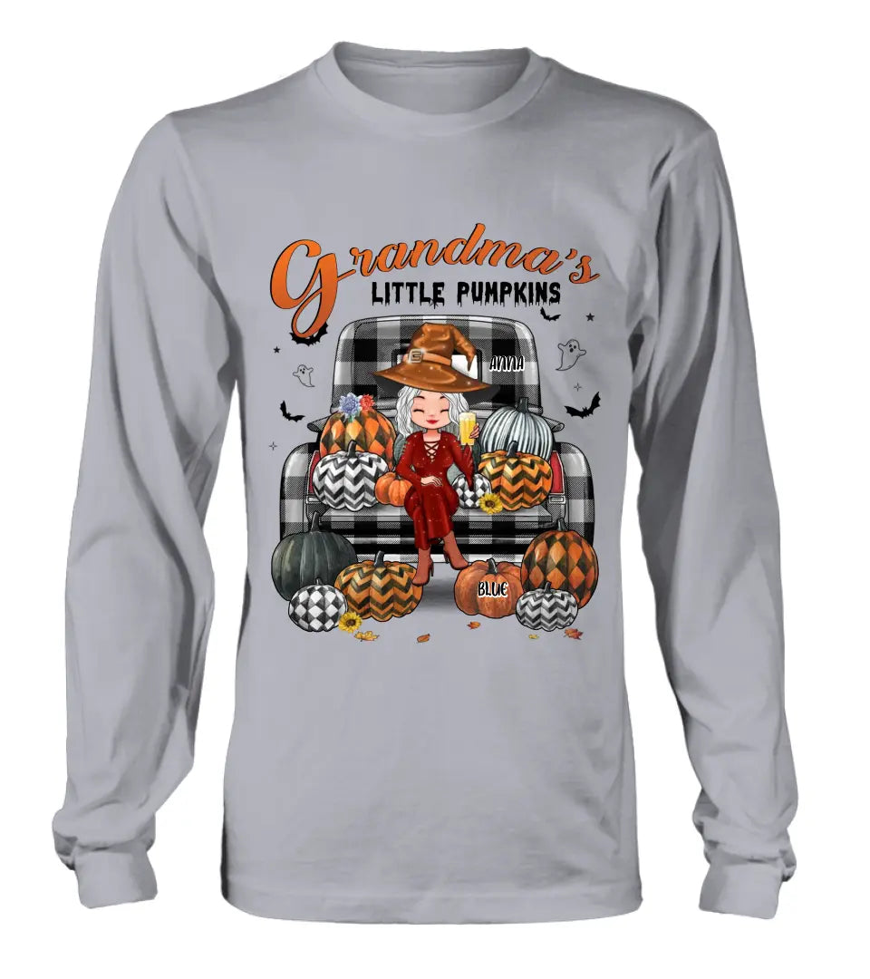 Personalized Grandma Shirt/Hoodie - Up to 10 Kids - Halloween Gift For Grandma - Grandma's Little Pumpkins