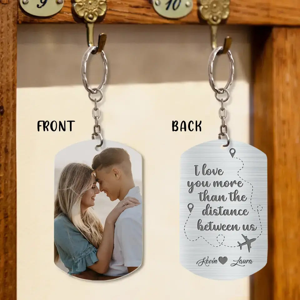 Personalized Couple Aluminum Keychain - Upload Photo - Gift Idea For Couple/Valentine's Day - I Love You More Than The Distance Between Us