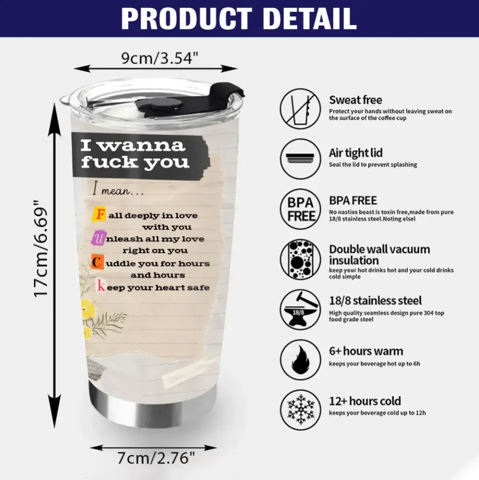 Personalized Photo Couple Tumbler - Gift Idea for Couple/Him/Her - Upload Photos - Fall Deeply In Love With You