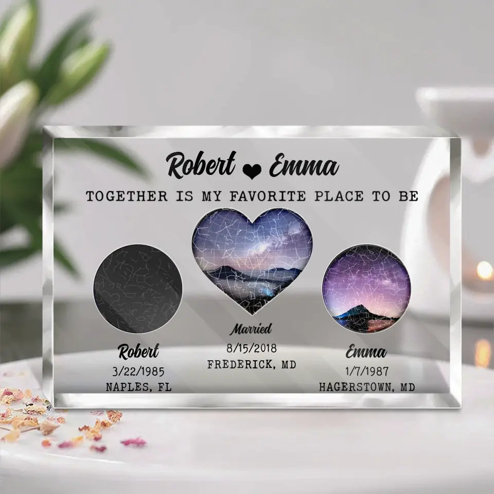 Personalized Couple Acrylic Plaque - Valentine's Day Gift Idea for Couple/Him/Her - Together Is My Favorite Place To Be