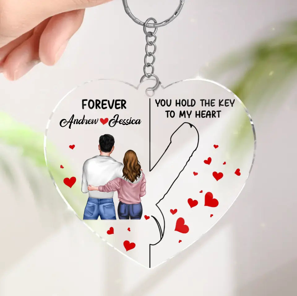 Personalized Couple Acrylic Keychain - Upload Photo - Gift Idea For Couple/Him/Her/Valentine's Day - Forever You Hold The Key To My Heart