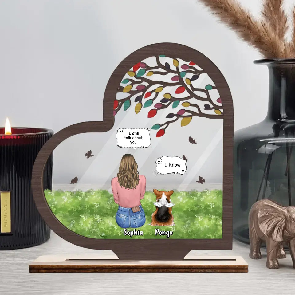 Personalized Memorial Pet Wooden And Acrylic Plaque - Up to 3 Pets - Memorial Gift For Dog/Cat Lover - I Miss You