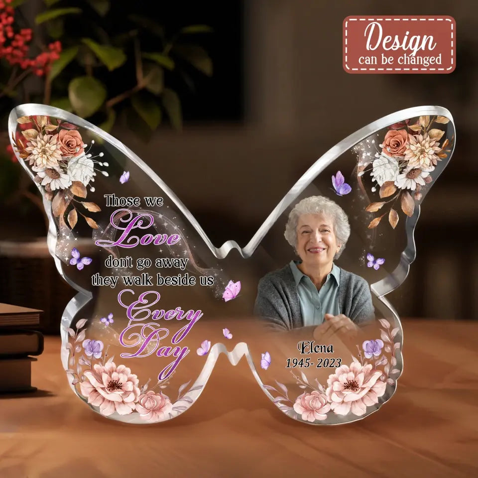 Personalized Memorial Photo Butterfly Acrylic Plaque - Memorial Gift Idea For Family Member - Your Wings Were Ready But My Heart Was Not