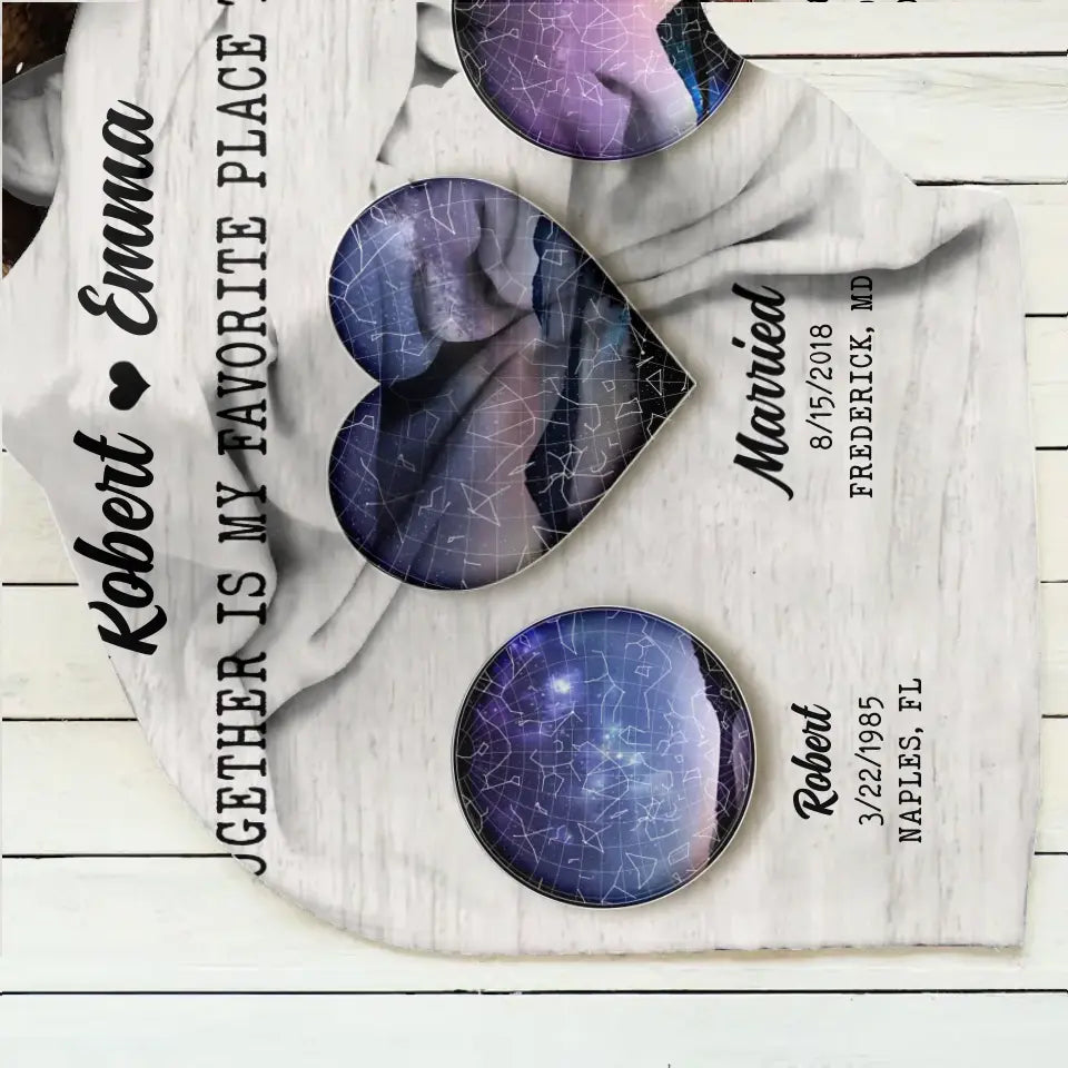 Personalized Couple Quilt/Fleece Throw Blanket - Valentine's Day Gift Idea for Couple - Together Is My Favorite Place To Be