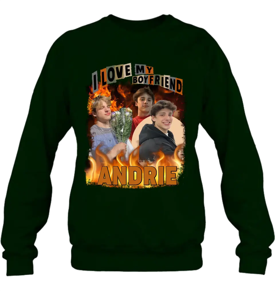 Personalized Love Photo T-Shirt/Long Sleeve/Sweatshirt/Hoodie - Upload Photos - Gift Idea For Couple/Lover - I Love My Boyfriend