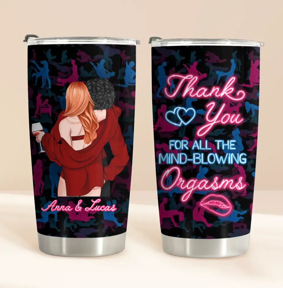 Personalized Couple Tumbler - Valentine's Day Gift Idea for Couple/Him/Her - Thank You For All The Mind-Blowing Orgasms