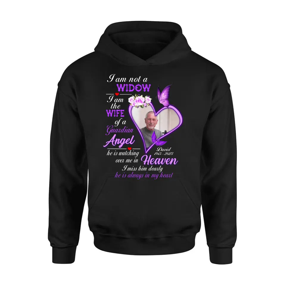 Personalized Memorial Photo T-Shirt/Long Sleeve/Sweatshirt/Hoodie - Upload Photo - Gift Idea For Family - I Am Not A Widow