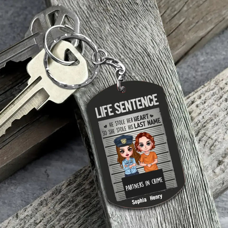 Personalized Couple Partners In Crime Aluminum Keychain - Gift Idea For Couple/Him/Her - He Stole Her Heart So She Stole His Last Name