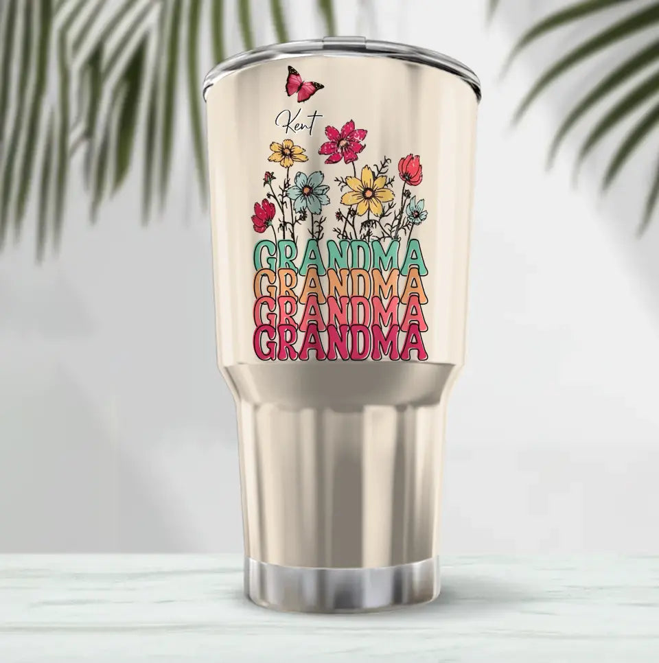 Personalized Flower Irregular Tumbler - Up to 10 Children - Mother's Day Gift Idea for Mom/Grandma