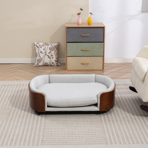 Scandinavian Style Elevated Dog Bed Pet Sofa with Solid Wood Legs and