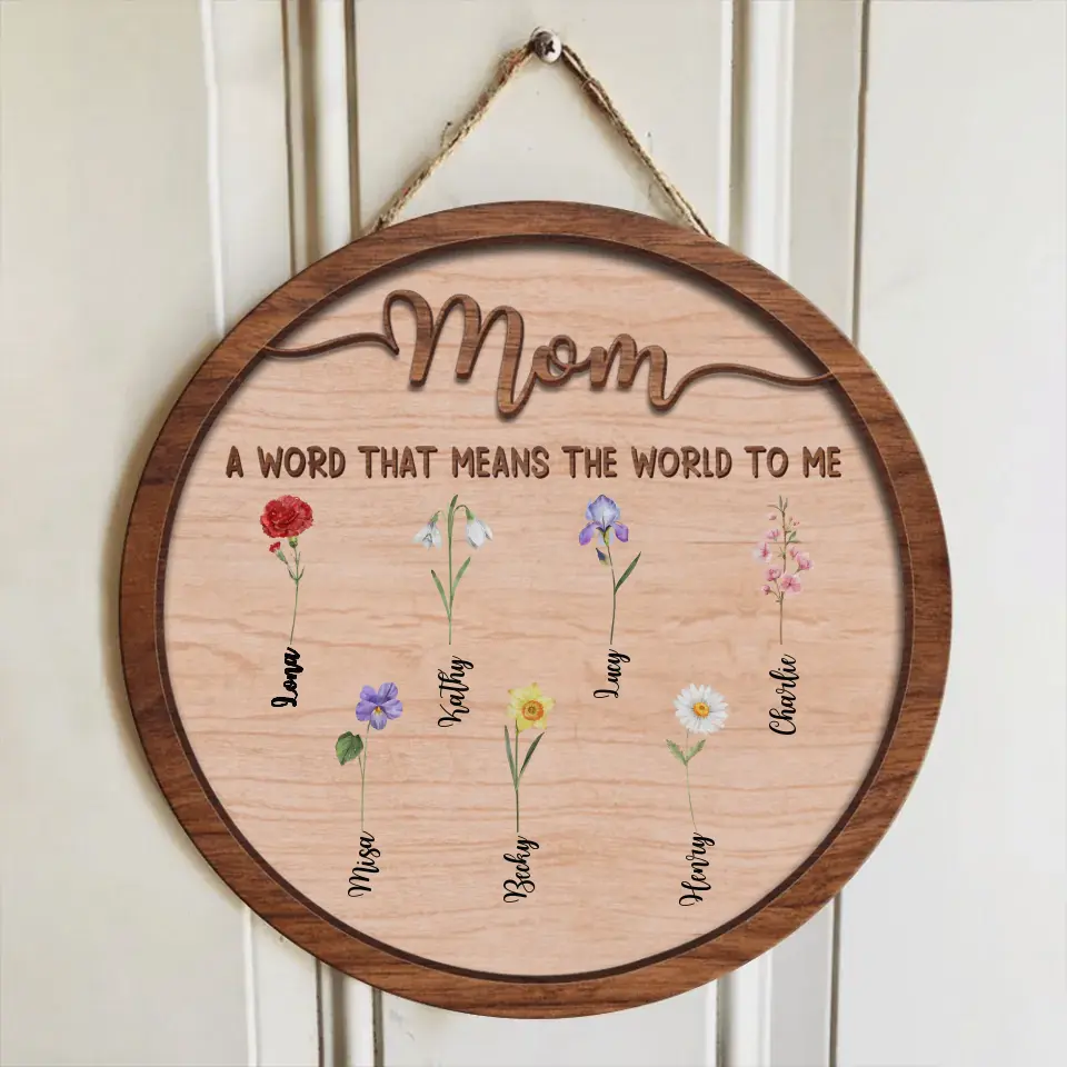 Personalized Mom 2 Layered Wooden Art - Mother's Day Gift Idea for Mom - Mom A Word That Means The World To Me