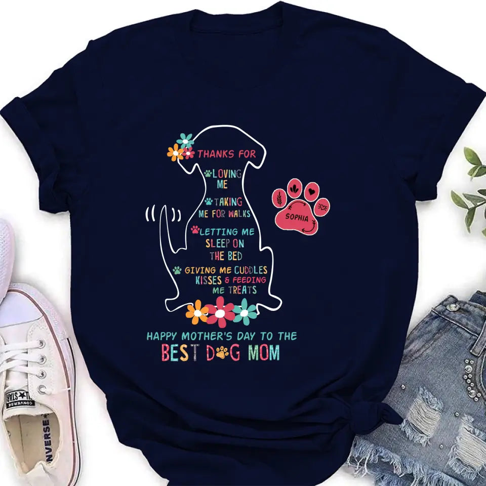 Personalized Best Dog Mom Shirt/Hoodie - Up to 7 Names - Gift Idea For Dog Lover/Mother's Day - Thanks For Loving Me