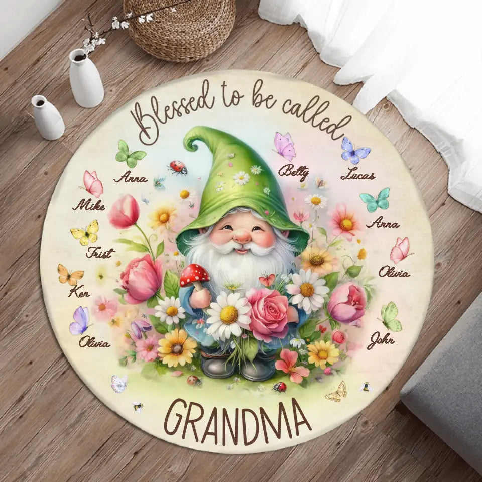 Personalized Grandma's Garden Round Rug - Mother's Day Gift Idea For Grandma/Mother - Up to 10 Kids