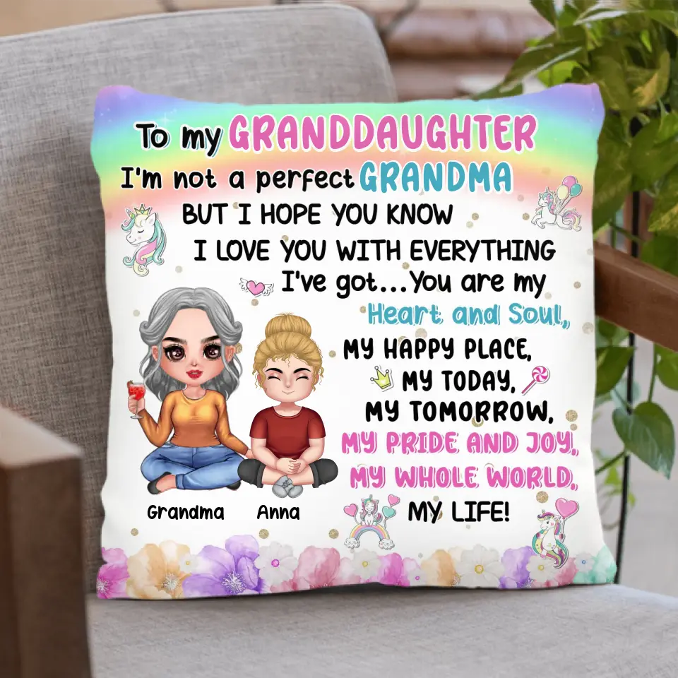 Personalized Grandma Pillow Cover - Gift Idea For Grandma - I Love You With Everything