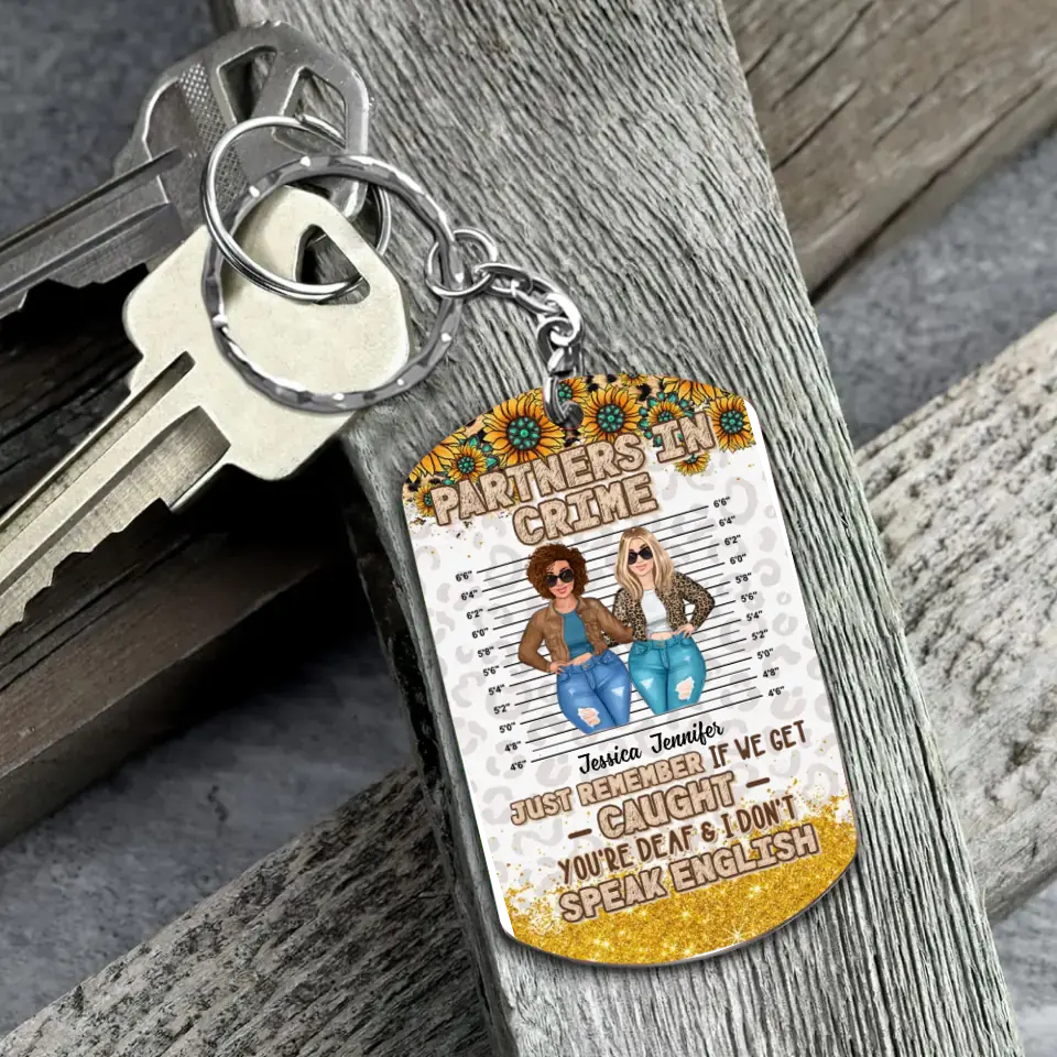 Personalized Besties Aluminum Keychain - Gift Idea For Friends/Sisters/Besties - Partners In Crime
