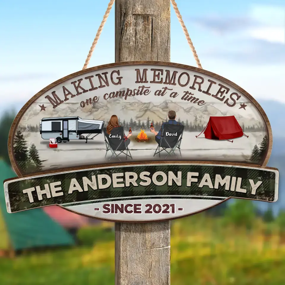 Personalized Camping 2 Layered Wooden Art - Gift Idea For Camping Lover/Couple/Family - Couple/Parents With Up to 2 Kids And 2 Pets - Welcome To Camp Chaos