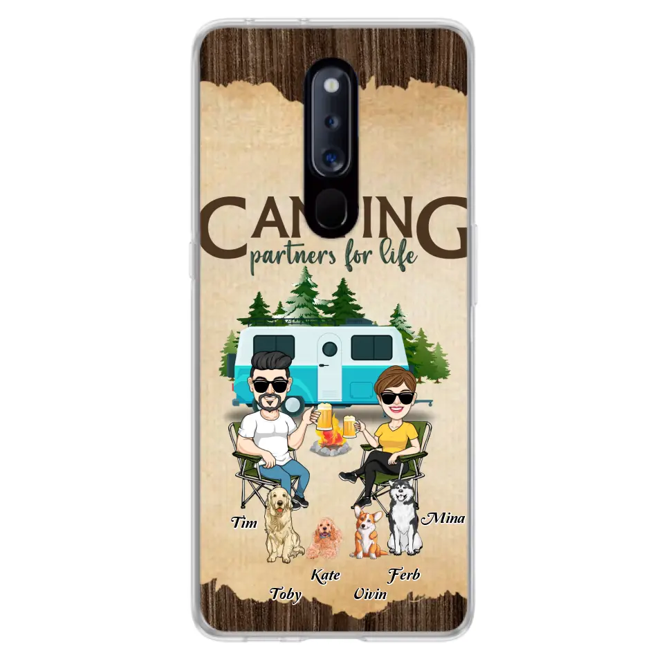 Custom Personalized Couple With Dogs Camping Oppo/ Xiaomi/ Huawei Case - Couple With Up to 4 Dogs - Gift For Couple/ Camping/ Dog Lover - Camping Partners For Life