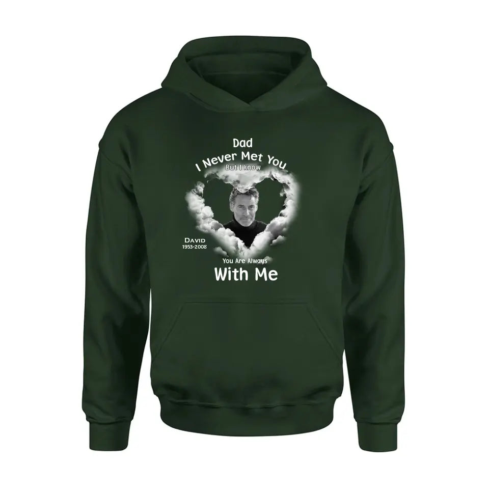 Personalized Memorial Dad/Mom Shirt/Hoodie - Upload Photo - Memorial Gift Idea - I Never Met You But I Know Your Are Always With Me