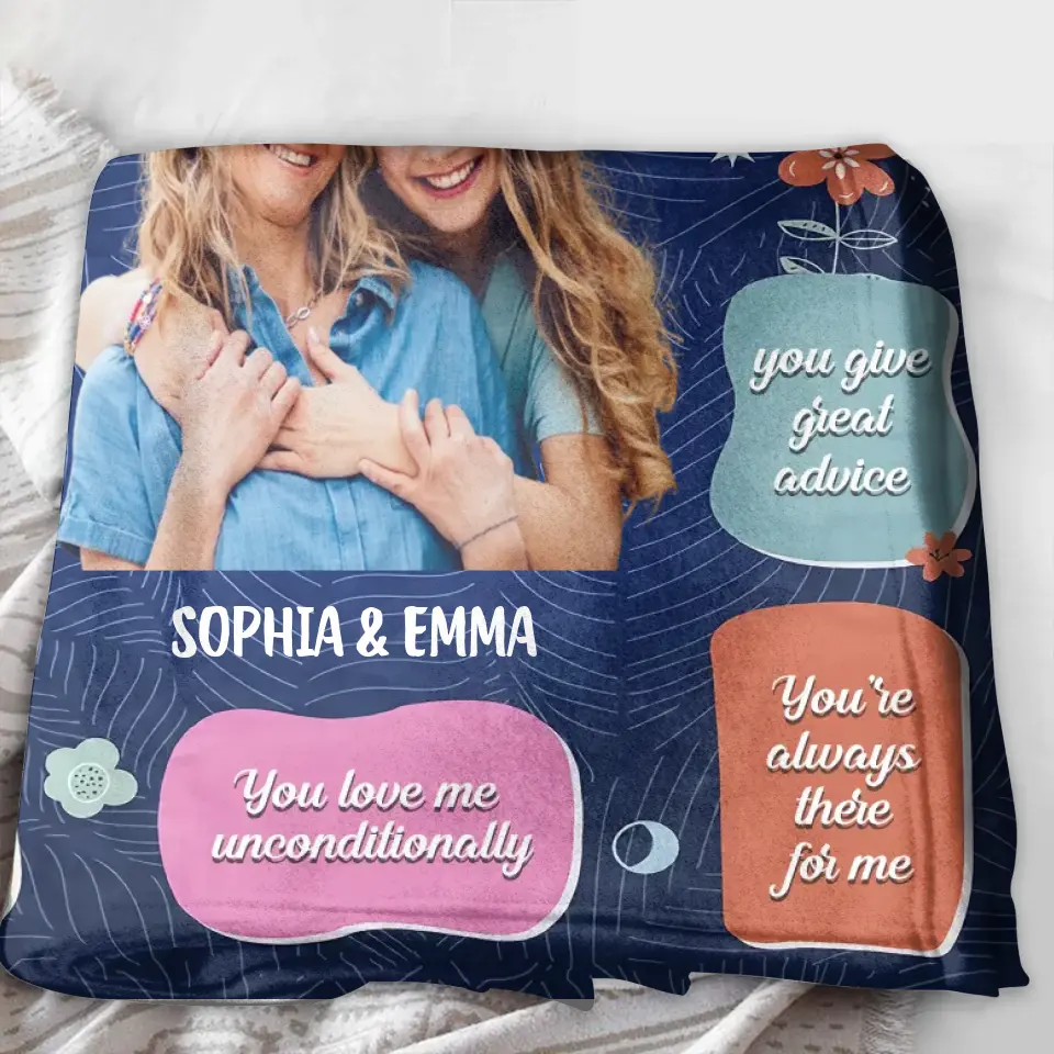 Personalized Photo Quilt/Fleece Throw Blanket - Mother's Day Gift Idea for Mom/Grandma - 10 Reasons Why I Love You