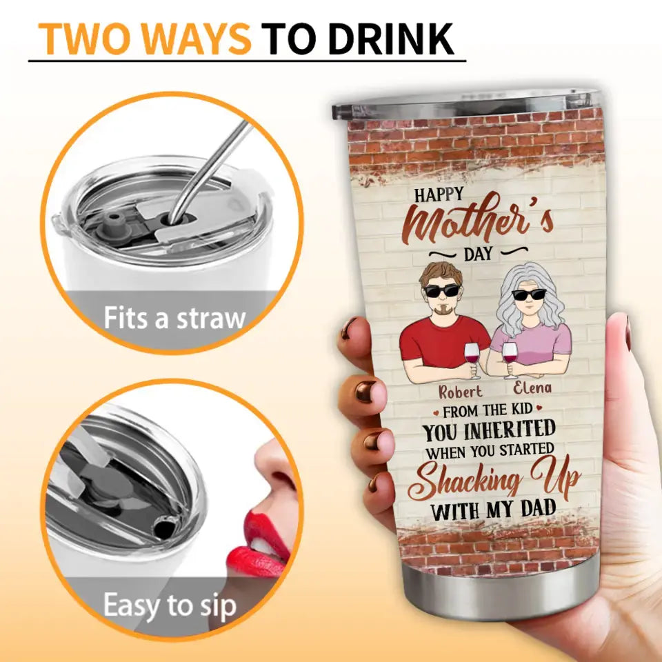 Personalized Stepped Up Mom Tumbler - Best Gift For Mother's Day From Children - Up to 3 Children - Happy Mother's Day From Kids