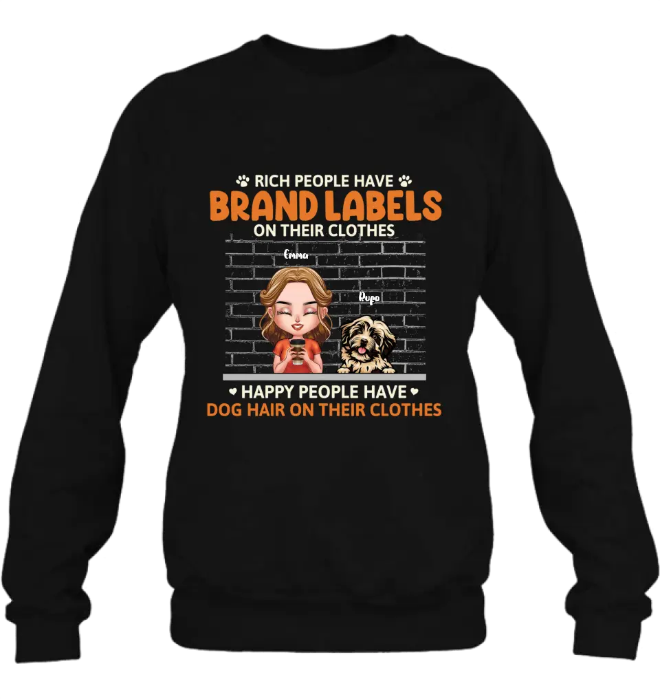 Personalized Dog Mom Shirt/Hoodie - Up to 3 Dogs - Gift Idea For Dog Lover - Happy People Have Dog Hair On Their Clothes