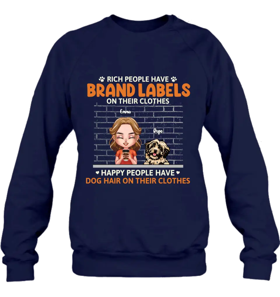 Personalized Dog Mom Shirt/Hoodie - Up to 3 Dogs - Gift Idea For Dog Lover - Happy People Have Dog Hair On Their Clothes