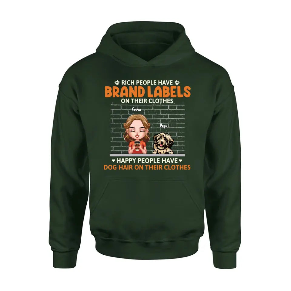 Personalized Dog Mom Shirt/Hoodie - Up to 3 Dogs - Gift Idea For Dog Lover - Happy People Have Dog Hair On Their Clothes