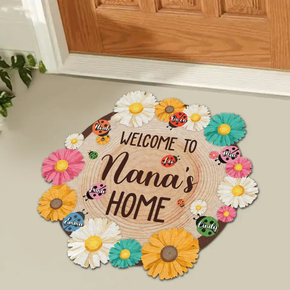 Personalized Nana Shape Doormat - Gift Idea For Grandma/Mother's Day - Up to 7 Kids - Welcome To Nana's Home
