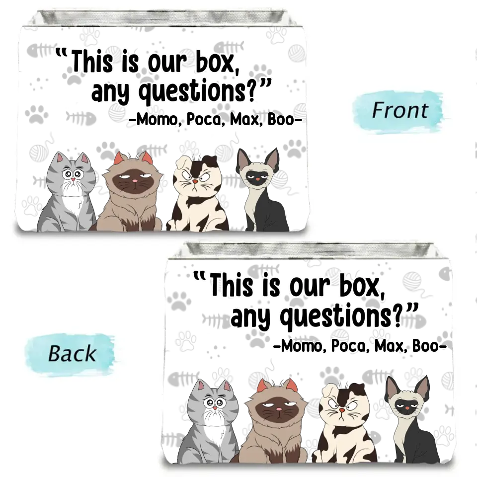 Personalized Funny Cat Storage Box - Up to 4 Cats - Gift Idea for Cat Lovers - This Is Our Box