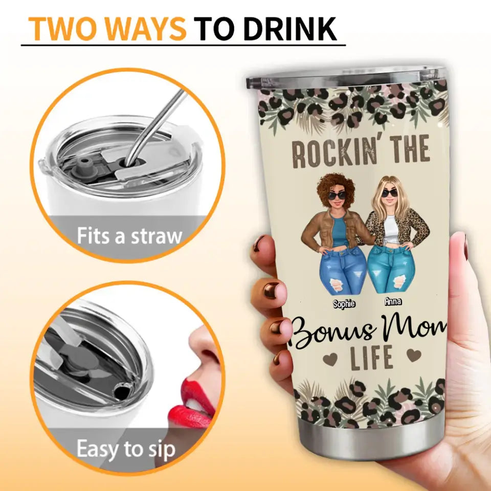 Personalized Bonus Mom Tumbler - Gift Idea For Mother's Day - Rockin' The Bonus Mom Life
