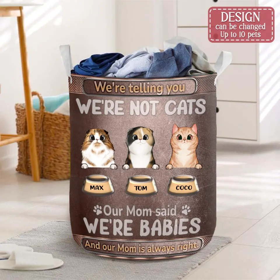 Personalized Pet Laundry Basket - Up to 10 Dogs/Cats - Gift Idea For Dog/Cat Lover - I'm Telling You I'm Not A Cat My Mom Said