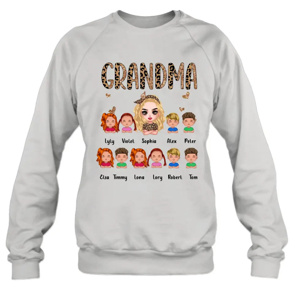 Personalized Leopard Grandma T-shirt/Hoodie - Gift Idea For Grandma/Mother's Day - Up to 10 Kids - Grandma