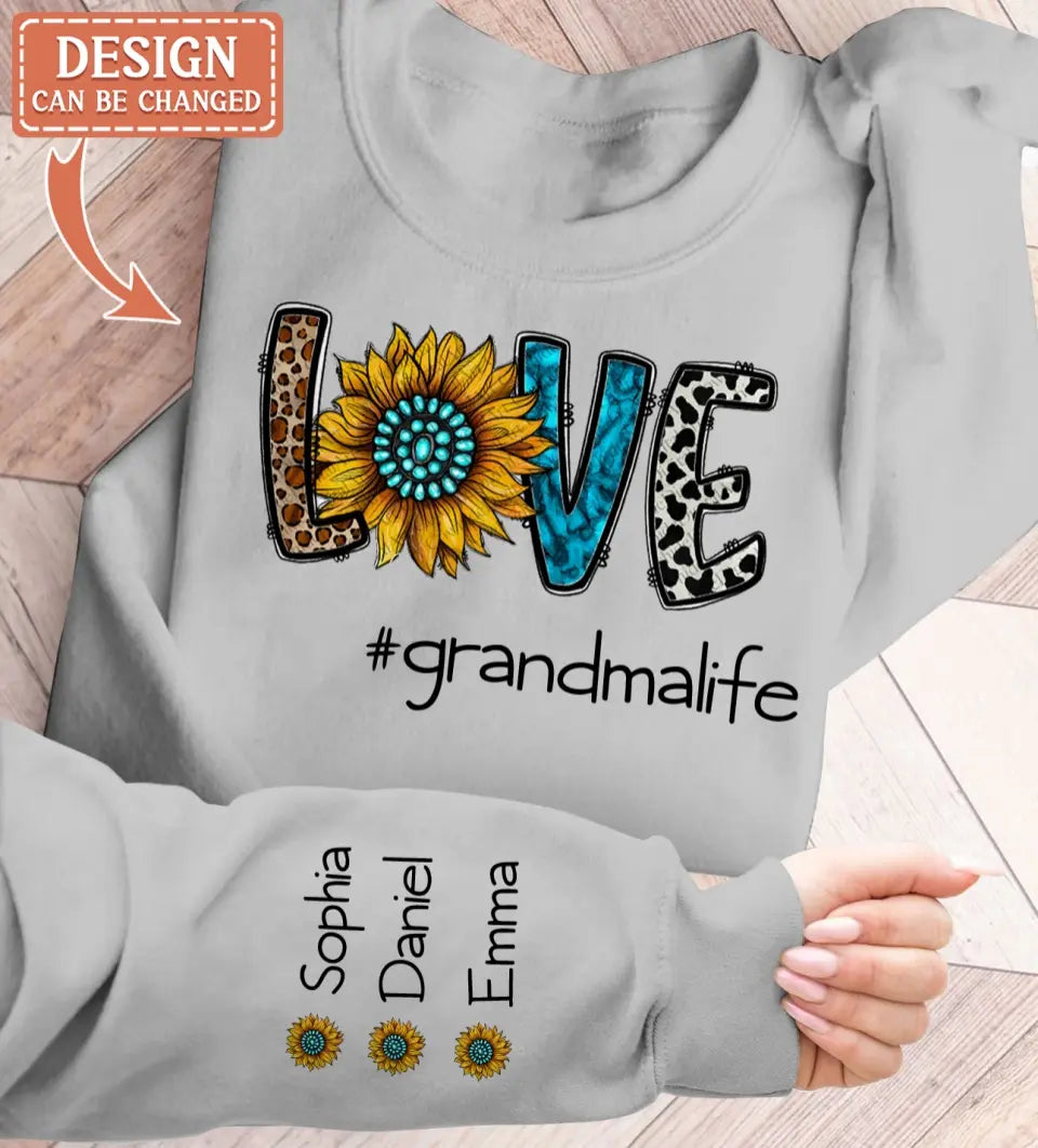 Personalized Love Grandma Life AOP Sweater - Up to 10 Names - Mother's Day Gift Idea for Mom/Grandma