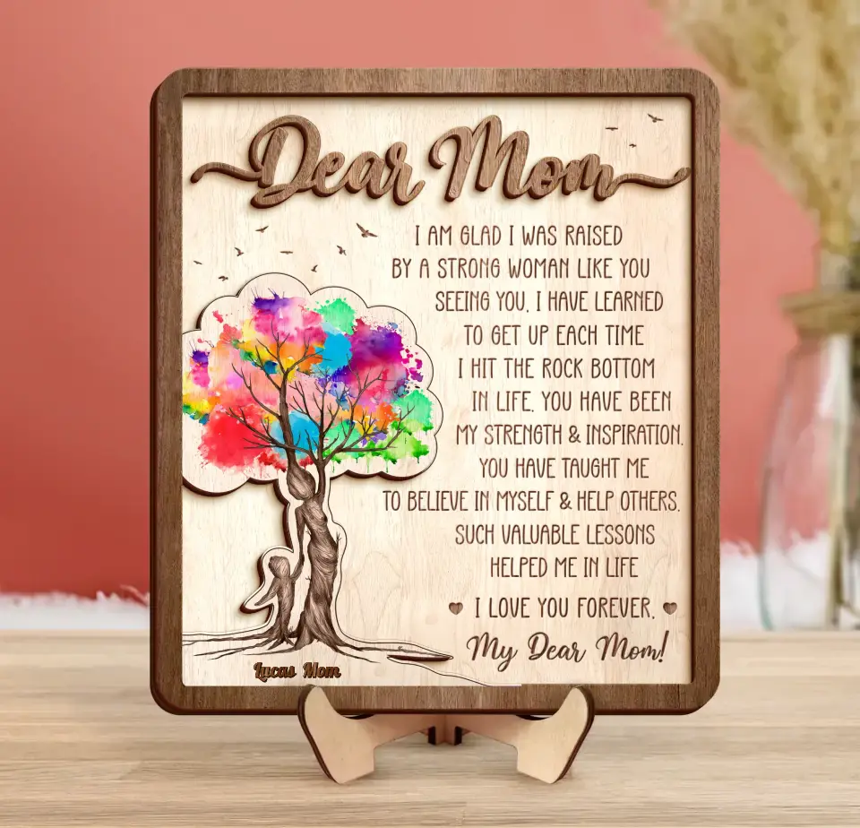 Personalized Mom 2 Layered Wooden Art - Up to 5 Children - Mother's Day Gift Idea from Mom - Dear Mom