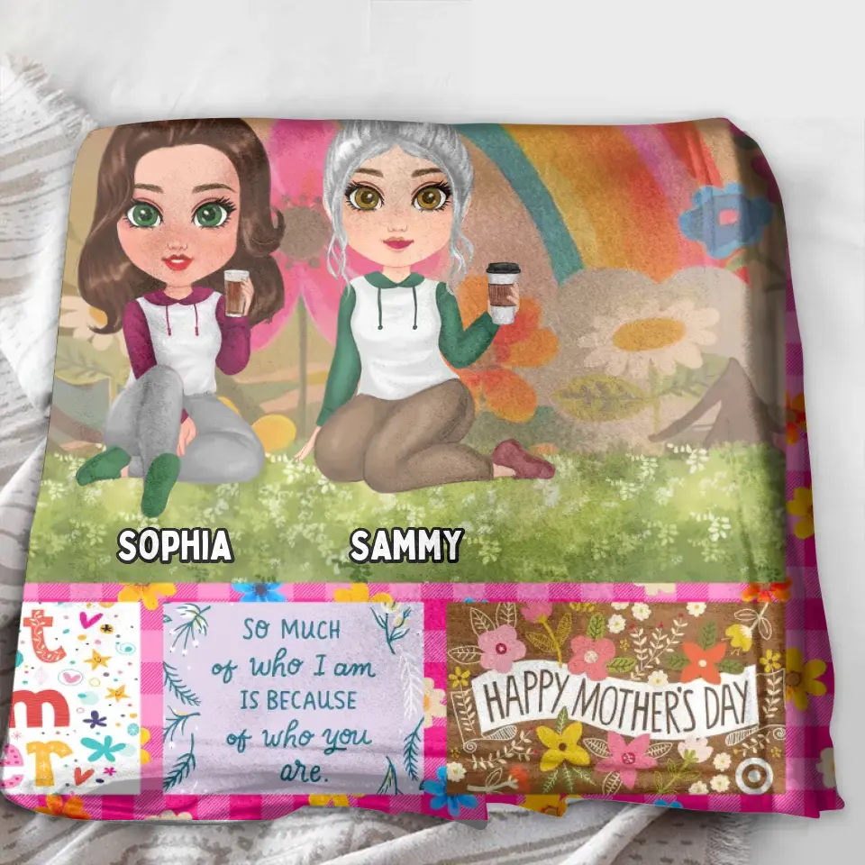Personalized Mom & Daughter Quilt/Fleece Throw Blanket - Mother's Day Gift Idea To Mom - Mother & Daughter Forever Linked Together