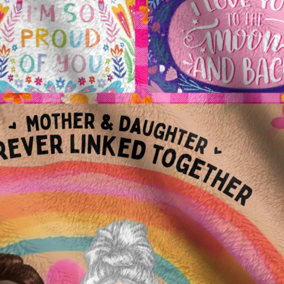 Personalized Mom & Daughter Quilt/Fleece Throw Blanket - Mother's Day Gift Idea To Mom - Mother & Daughter Forever Linked Together
