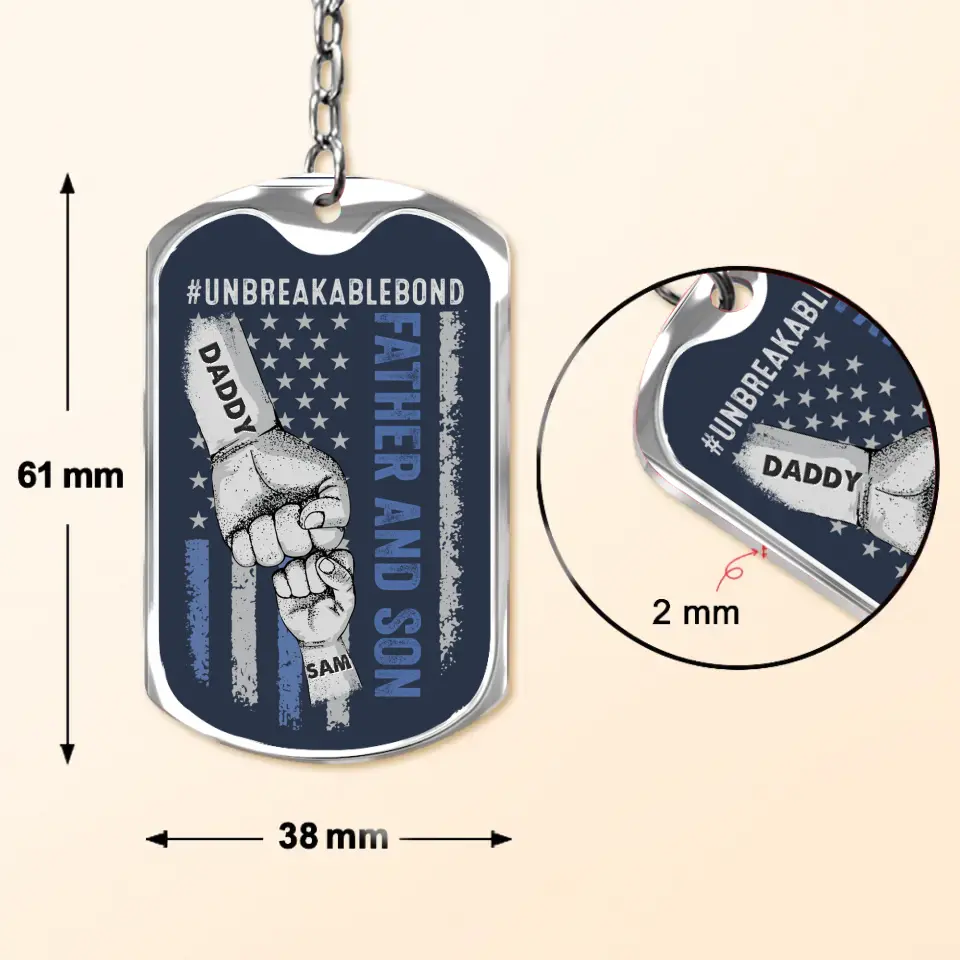 Personalized Father Aluminum Keychain - Father with up to 7 Children - Gift Idea for Father's Day - Unbreakable Bond